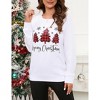 Christmas Sweatshirt for Women Long Sleeve Crewneck Xmas Plaid Tree Graphic Funny Holiday Blouse Tops - 2 of 4
