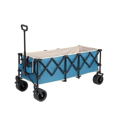 Foldable Extended Steel Wagon Carts With All-Terrain Wheels,Outdoor Utility Wagon For Camping Shopping Sports Fishing -The Pop Home