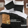 Queen Size Duvet Cover Set - 3 Piece with Zipper, 90x90 Comforter 2x20x26 Shams, Black - 2 of 4
