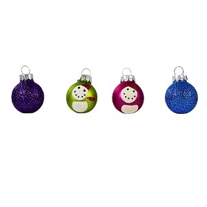 Craftoutlet.Com 1.25 In Glittered Bright Snowmen Ball Ornament Set Mini Glass Ornaments Tree Ornament Sets - 1 of 3