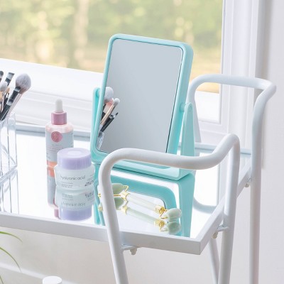 Linon Lawsonia Sleek 2-Tier White Iron Bar Cart with Mirrored Shelves