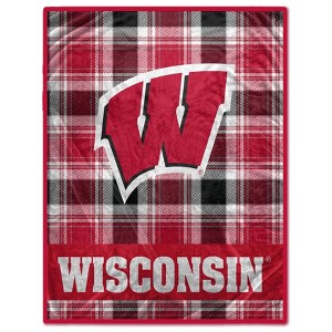 NCAA Wisconsin Badgers Plaid Ultra Cozy Throw Blanket - 1 of 3