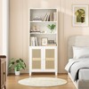 5 Shelf Bookshelf with Rattan Doors White Tall Bookcase Display Shelves for Home Office Bedroom - 2 of 4
