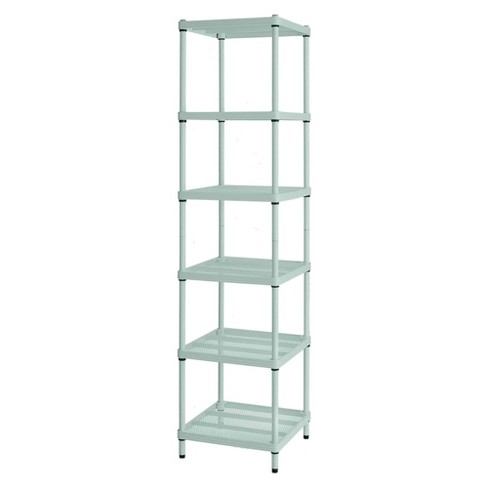 Tall narrow store metal shelving unit