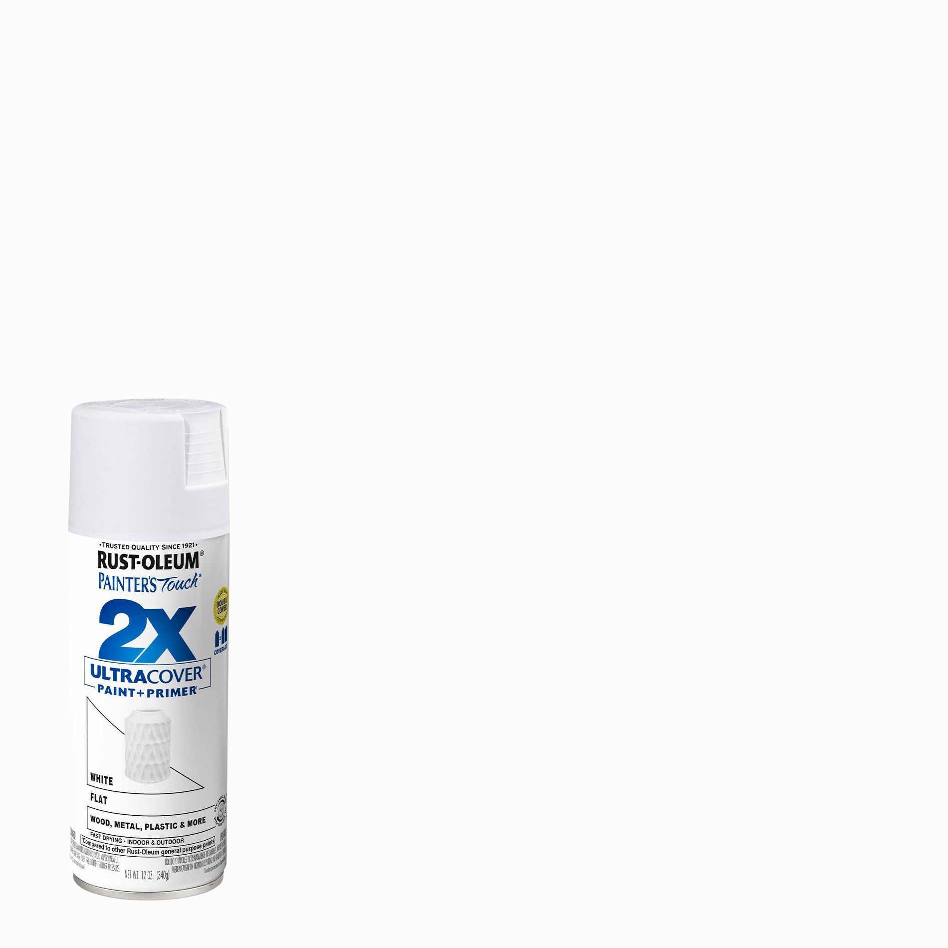 Rust-Oleum Ptouch 2X + Spray Paints Flat White: Matte Oil-Based for Wood & Metal, Interior/Exterior, Fast Drying