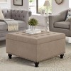 VYNXARIA Ottomans and Benches - 30"x30"x18" Large Square Storage Ottoman with Button Tufting and Nail Trim - 2 of 4