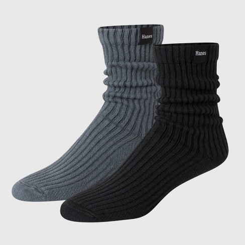 Hanes Premium Men's Slouch Crew Socks 2pk - 6-12 : Target