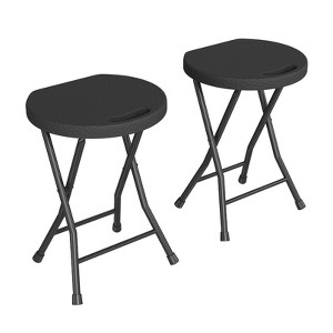 Folding Stool Chair with Handle, Portable Heavy Duty Round Foldable Stool, Non-Slip Feet, 600Lbs Capacity, 18 Inch Foldable Stool for Dorm, Kitchen - 1 of 4