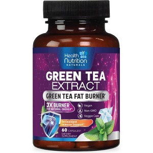 Green Tea Extract Pills - 98% Standardized EGCG 1300mg 3X Strength for Natural Energy - Supports Heart & Antioxidant Health Herbal - 60 Capsules - 1 of 4