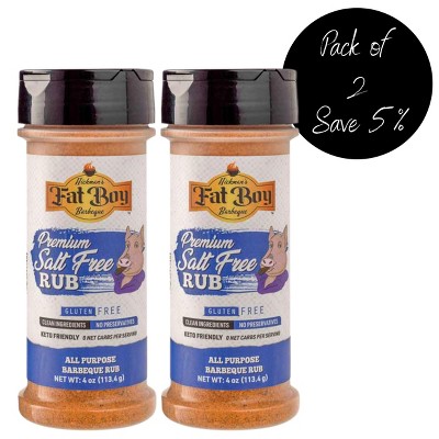 Fat Boy Hickman's BBQ 4 oz Premium Salt Free Rub Gluten Free - Pack of 2