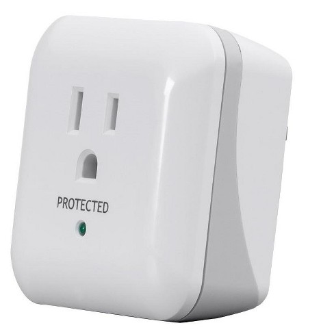 Monoprice Power & Surge - White | 1 Outlet Surge Protector With End Of