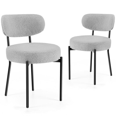 VYNXARIA Gray Seat Cushion Black Steel Frame Comfort Dining Room Chair with Upholstered Backrest for Dining Room Bedroom, Gray