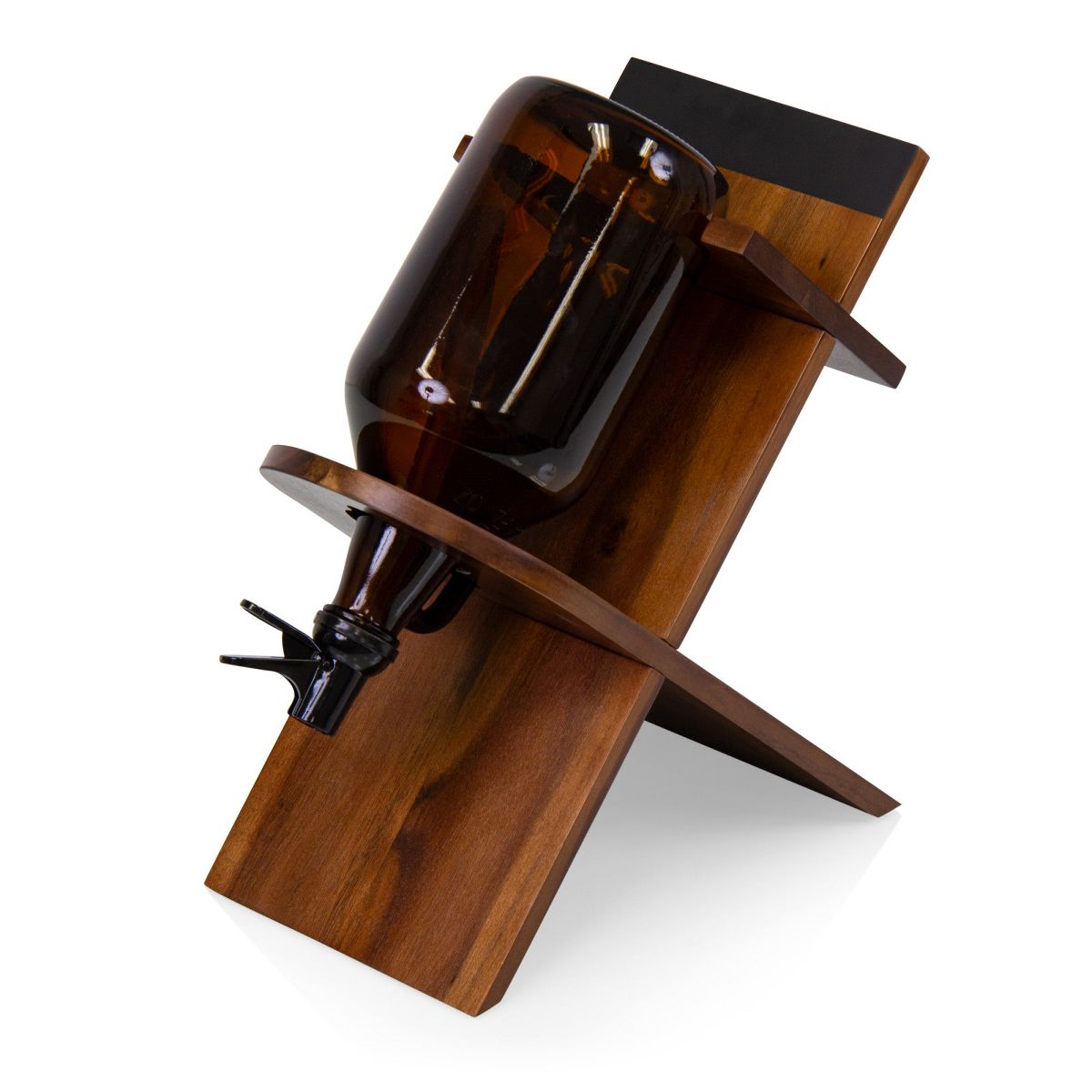 Picnic Time 64oz Glass Growler with Handcrafted Wood Stand for Cold Beverages - thumbnail 3