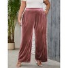 Women's Plus Size Velvet Wide Leg Pants High Waisted Loose Trousers - 2 of 4