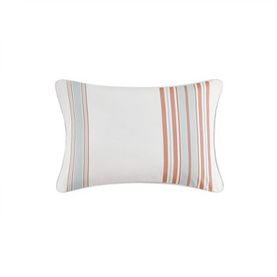 Ventura Printed Stripe 3M Scotchgard Outdoor Pillow Coral/White - 14x20"