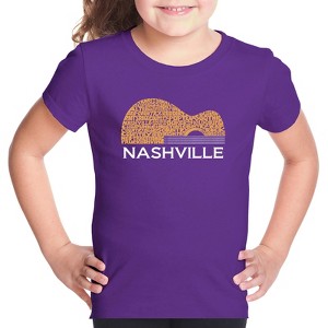 LA Pop Art Nashville Guitar - Girl's Word Art T-Shirt - 1 of 4