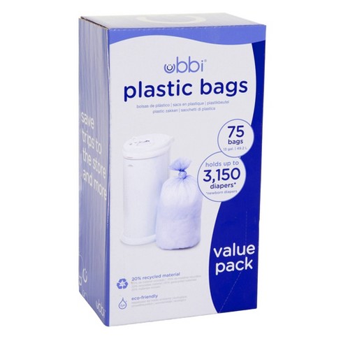 Ubbi Plastic Diaper Pail Bags - White - 75ct : Target