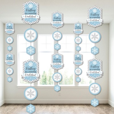 Big Dot of Happiness Winter Wonderland - Snowflake Holiday Party and Winter Wedding DIY Dangler Backdrop - Hanging Vertical Decorations - 30 Pieces