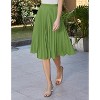 A-Line Swing Skirt for Women, High Elastic Waist Pleated Chiffon Midi Grass Green - 3 of 4