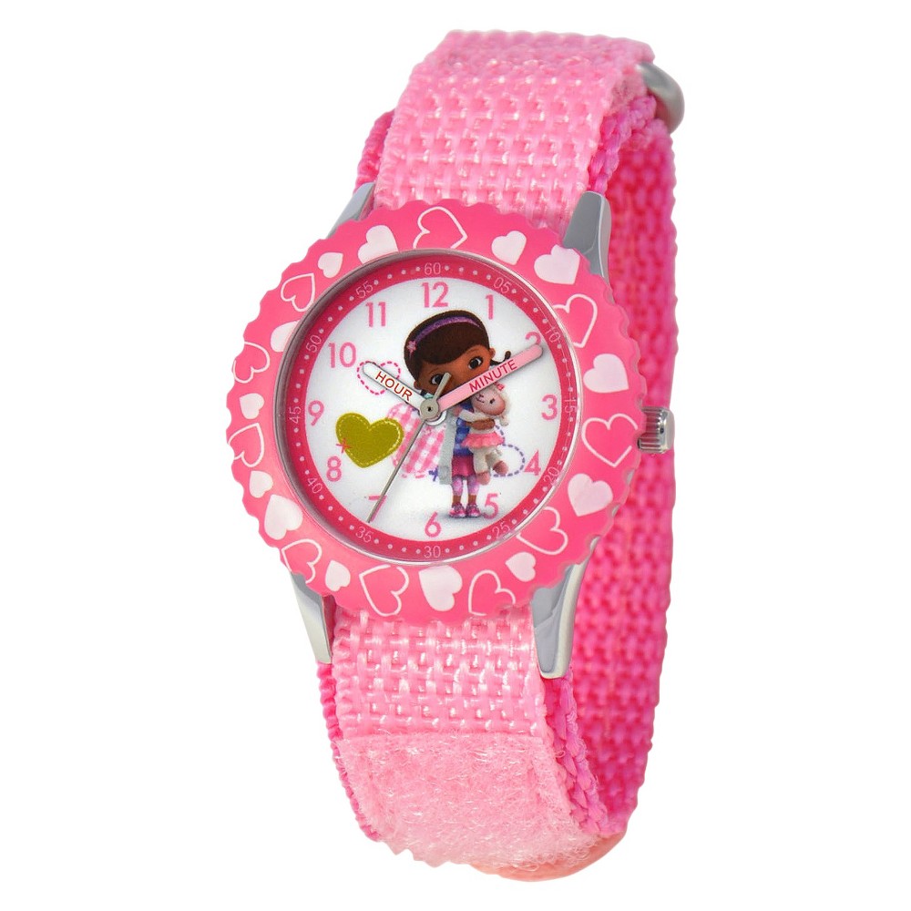 Photos - Wrist Watch Disney Girls'  Doc McStuffins Stainless Steel Time Teacher Watch - Pink nic 