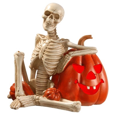 9 " Lighted Skeleton and Pumpkin Halloween Décor - National Tree Company