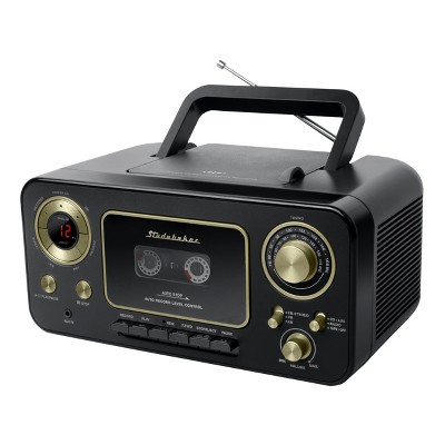 Studebaker Portable CD Player with AM/FM Radio and Cassette Player/Recorder (SB2135)- Black