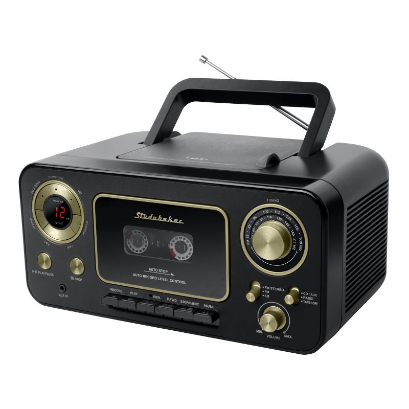 Studebaker Portable CD Player with AM/FM Radio and Cassette Player/Recorder (SB2135), 1 of 8