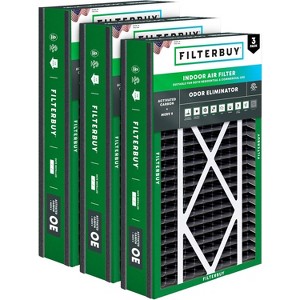 Filterbuy 16x25x5 Air Filter (3-Pack), Pleated MERV 8 Odor Eliminator HVAC AC Furnace Air Filters Replacement for Trion Air Bear 255649-105 & More - 1 of 4