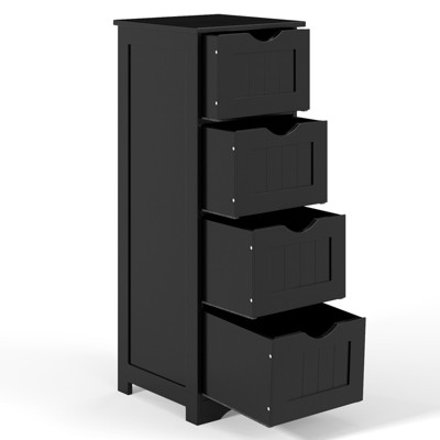 Tangkula Bathroom Floor Cabinet Free Standing Storage Side Organizer W/4 Drawers