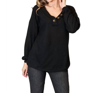 Women's Buttoned Long Sleeve Blouse - ZENANA - 1 of 4