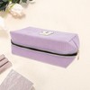 Unique Bargains Corduroy Rectangular Letter Makeup Bag Pink Purple 1 Pc - 3 of 4