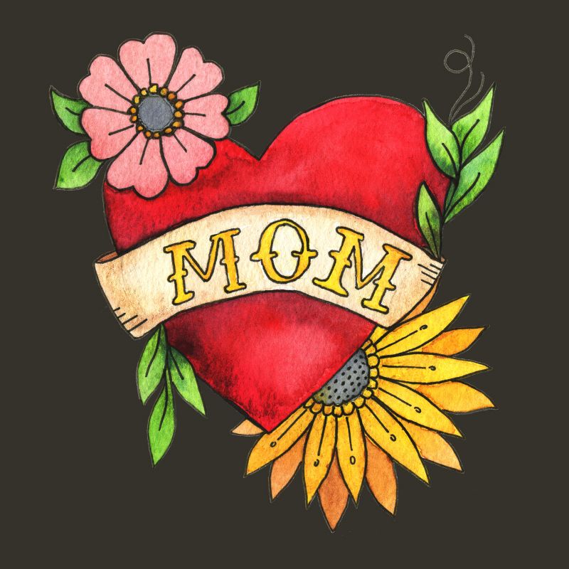 Junior's Design By Humans Watercolor Flower Mom Tattoo By latheandquill T-Shirt, 2 of 3