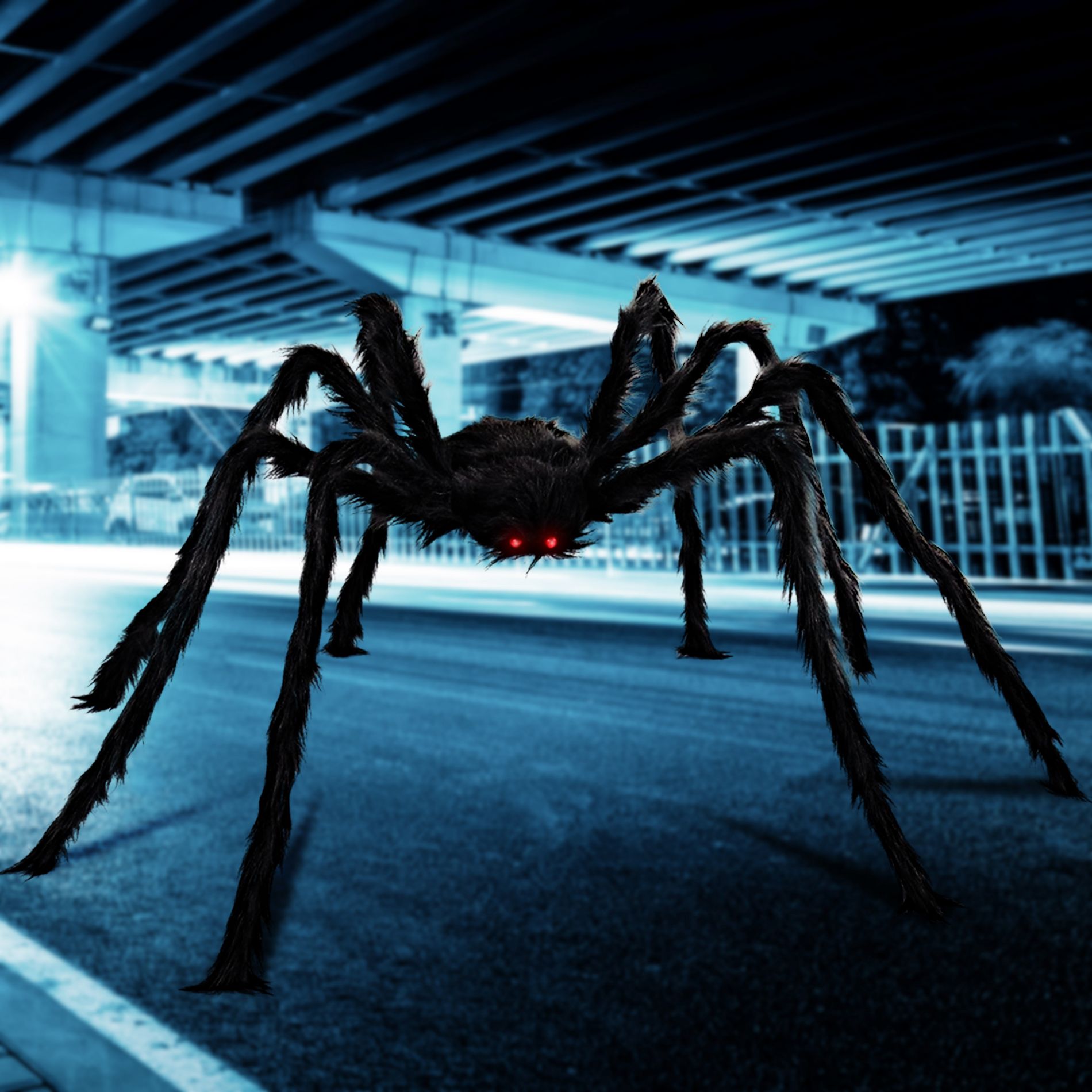 Joyfy 6.5 ft Halloween Outdoor Decorations Large Hairy Spider Props,Black Spider Decorations Yard House Décor,Realistic Giant Spider Party Supplies