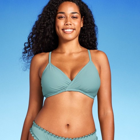 Women's Triangle Surplice Bralette Bikini Top - Shade & Shore™ Green Xs :  Target