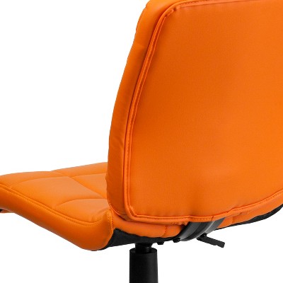 Mid-Back Armless Orange Vinyl Task Chair with Swivel