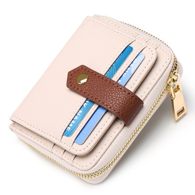 BEAFUP Women's PU Slim Wallet - 6 Card Slots, ID Window & Zippered Coin Pocket - Compact Organizer for Everyday Use,Travel