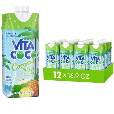 Vita Coco Coconut Water Naturally Hydrating Electrolyte Drink , Sports Drinks Gluten Free, Pineapple, 16.9 Fl Oz (Pack of 12)