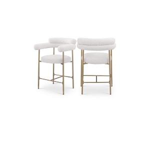 Meridian Furniture,Blake Cream Boucle Fabric Counter Stool, Set of 2 - 1 of 4