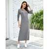 3/4 Sleeve Pullover Zipper Neckline (Front Pocket) Hooded Sweater Side Slit Dress - 3 of 4