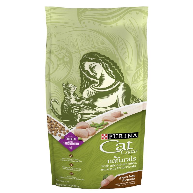 Purina Cat Chow Naturals Grain Free Chicken Flavor Dry Cat Food - 6.3lbs, 1 of 7