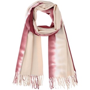 INSPIRE CHIC Women's Contrast Color Imitation Cashmere Ombre Fringe Soft Winter Warm Scarves 1Pc - 1 of 4