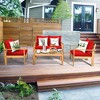 Costway 8PCS Patio Furniture Set Acacia Wood Thick Cushion Loveseat Sofa Off White\Turquoise\Grey - 2 of 4