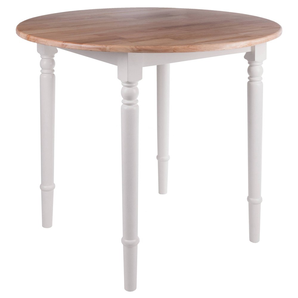 Photos - Garden & Outdoor Decoration Sorella Round Drop Leaf Dining Table Natural/White - Winsome: Modern 4-Point Leg Kitchen Table, Seats 4