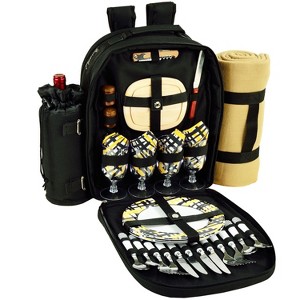 Picnic at Ascot Four Person Picnic Backpack with Soft Sided Cooler &  Blanket - 1 of 4