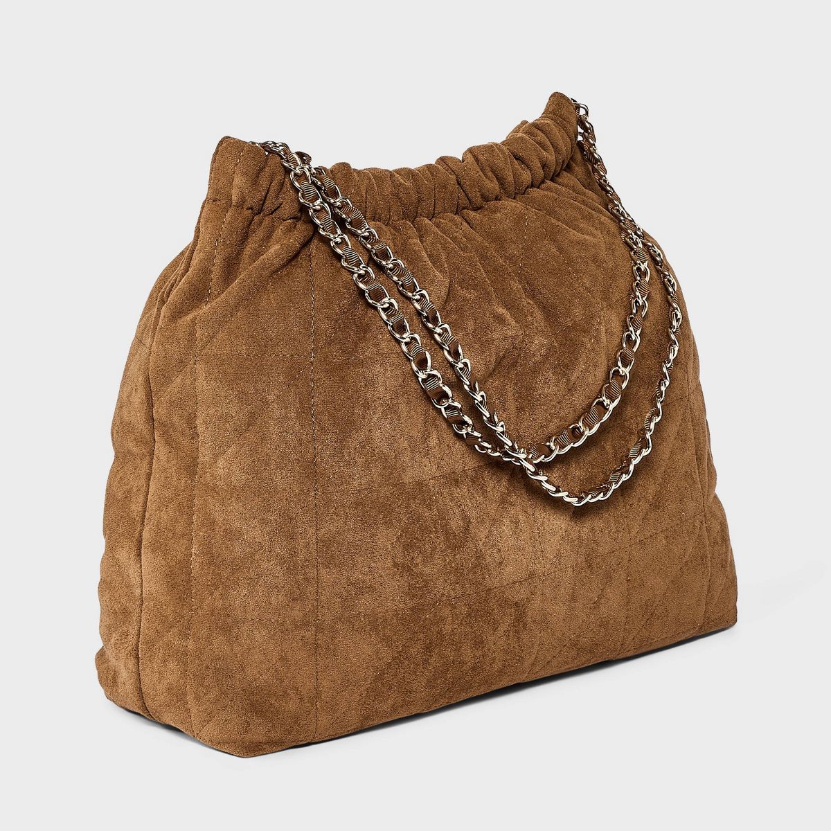 Faux Suede Quilted Gathered Tote Bag - A New Day™ - thumbnail 3