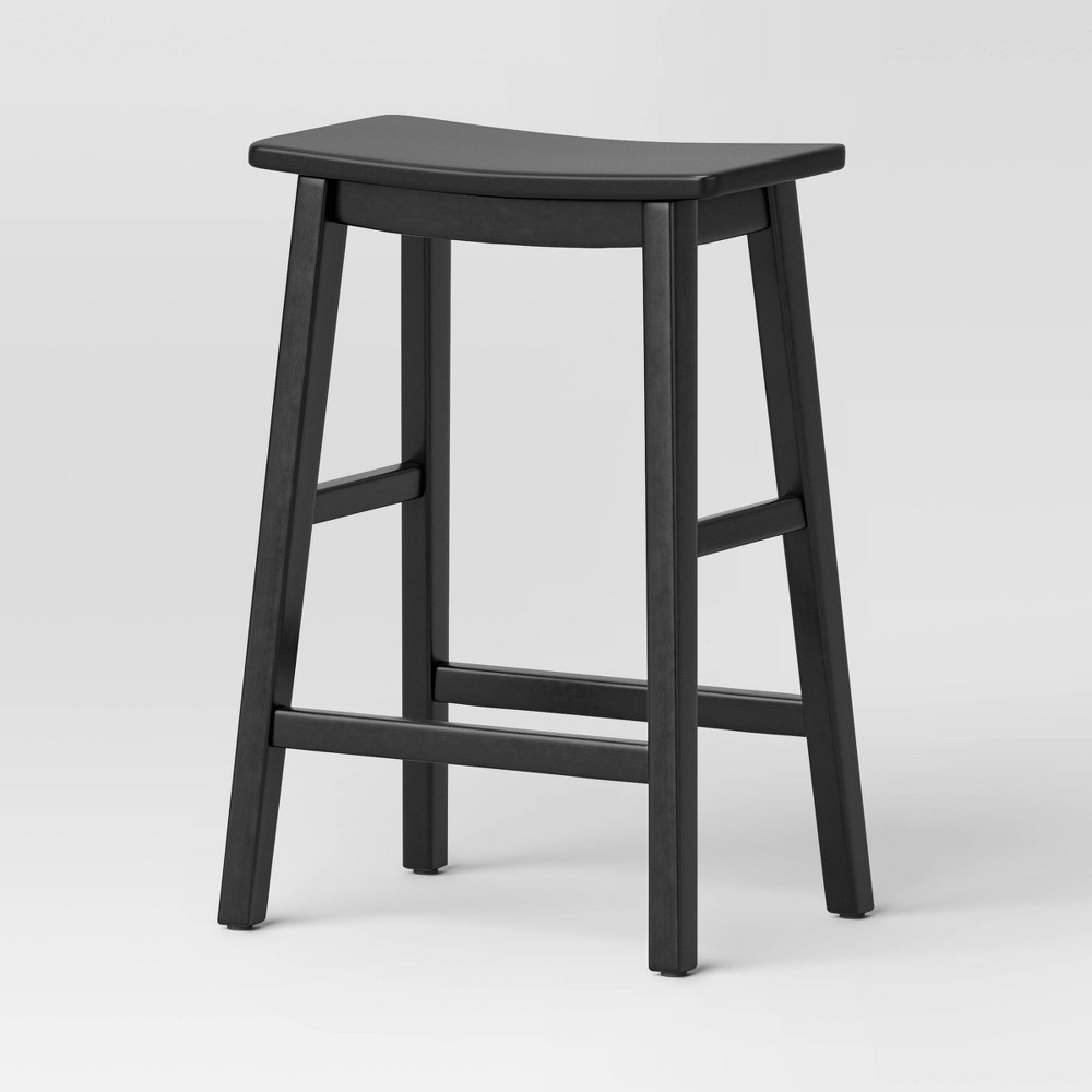 Photos - Storage Combination Modern All Wood Counter Height Barstool Black - Threshold™