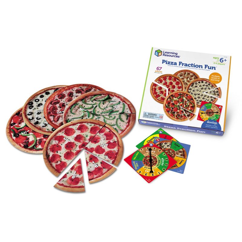 Learning Resources Pizza Fraction Fun Game, 13 Fraction Pizzas, 16 Piece Game, Ages 6+, 1 of 6