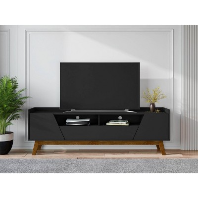 Marcus Matte Black Mid-Century Modern TV Stand with Cabinet