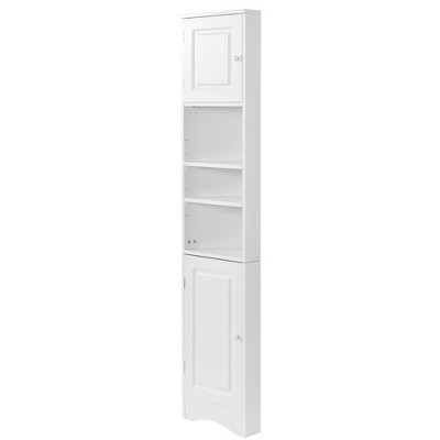 Ridstar 66.9 in. H White Bathroom Storage Cabinet with Two Doors and Adjustable Shelves
