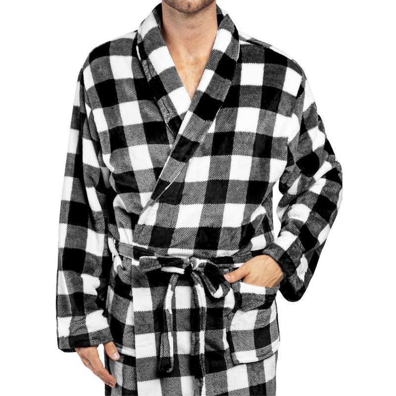 PAVILIA Mens Robe, Soft Bathrobe for Men, Fleece Warm Long Plush Microfiber Shawl Collar Pocket, Bath Shower Spa, 3 of 8